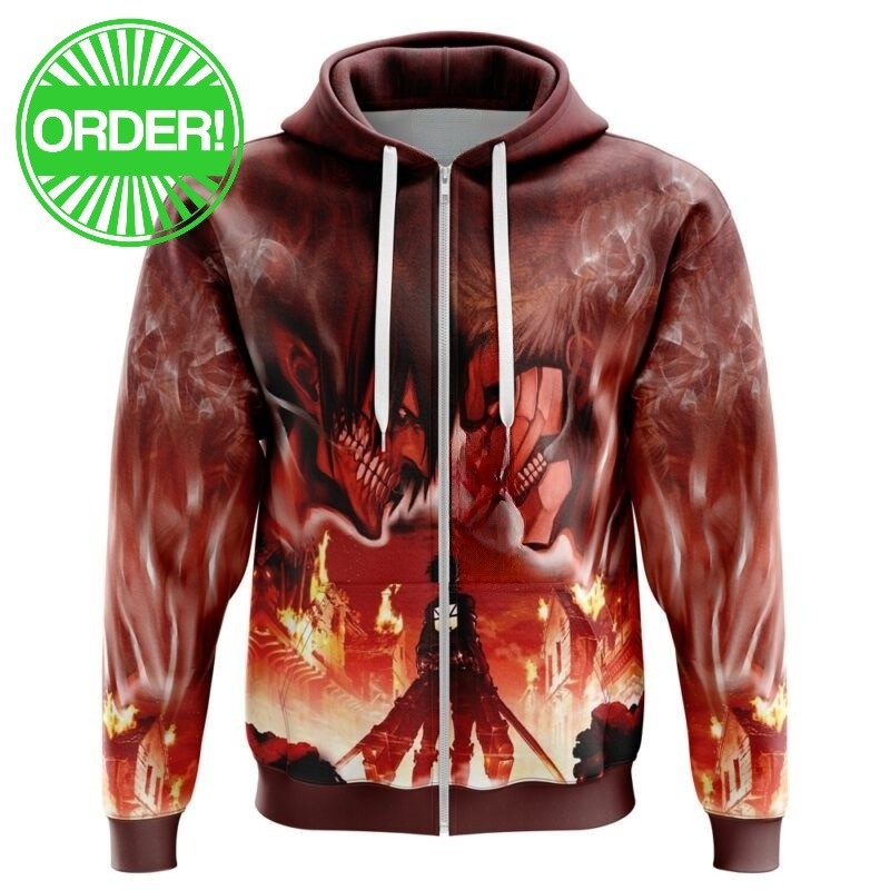 Attack On Titan Burning Zip Hoodie