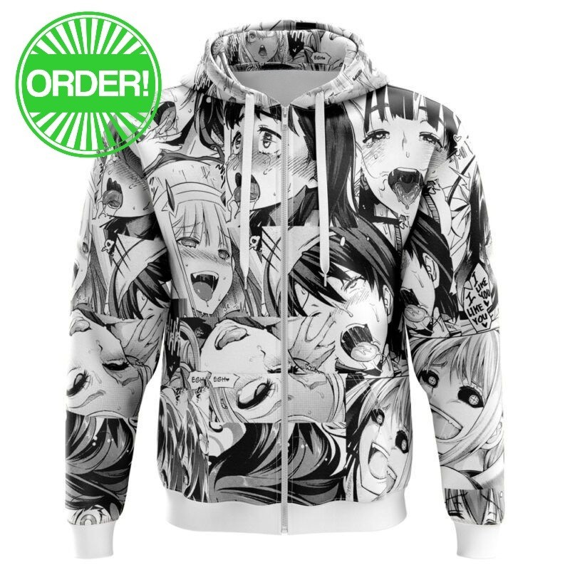 Ahegao Manga Collage Zip Hoodie
