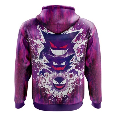 Pokemon Trippy Ghostly Evolution Ghastly Haunter Gengar Zip Hoodie