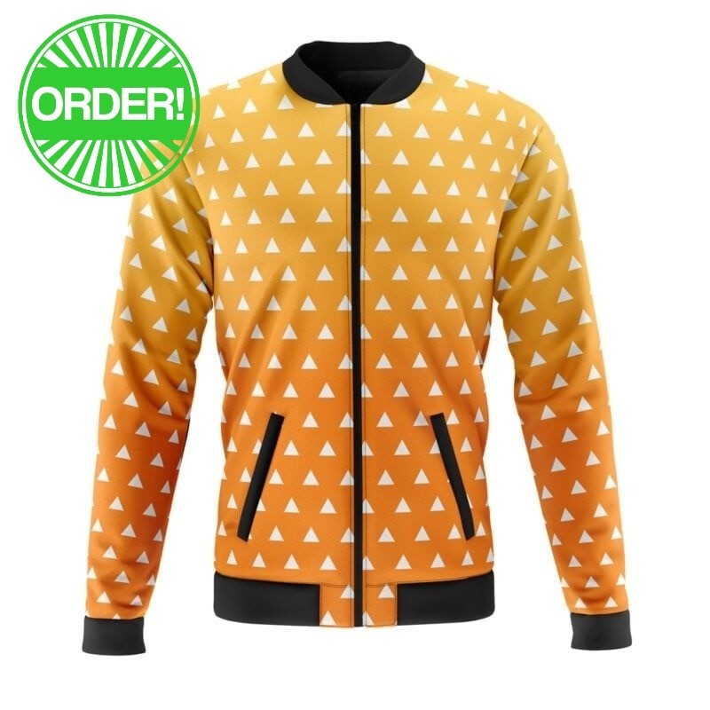 Demon Slayer Zenitsu Agatsuma Casual Bomber Jacket