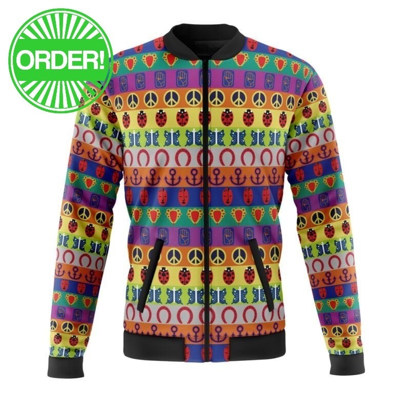 Jojo’s Bizarre Adventure All Symbols Pattern Casual Bomber Jacket