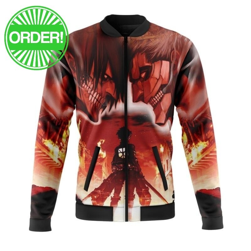 Attack On Titan Burning Casual Bomber Jacket