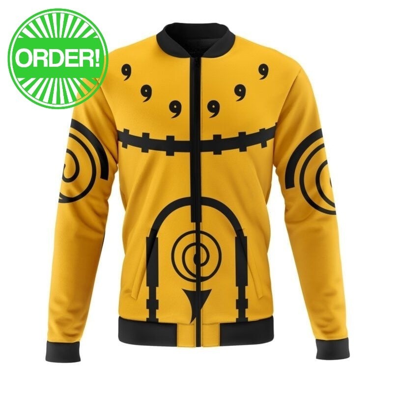 Naruto Shippuden Naruto Nine-Tails Chakra Mode Casual Bomber Jacket