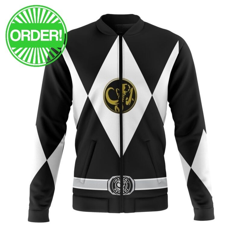 Mighty Morphin Power Rangers Black Ranger Casual Bomber Jacket