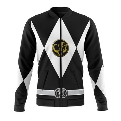 Mighty Morphin Power Rangers Black Ranger Casual Bomber Jacket