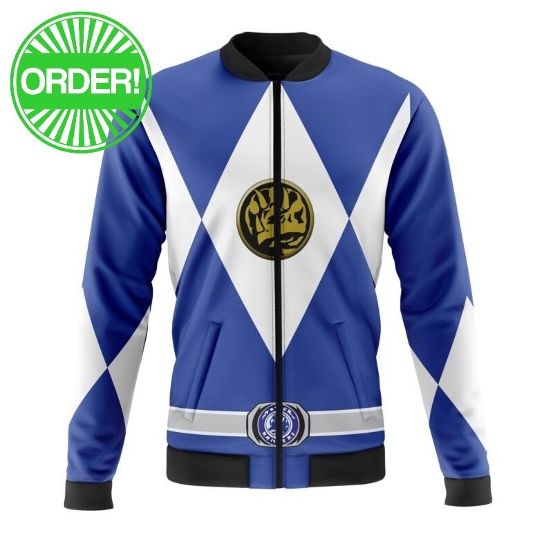 Mighty Morphin Power Rangers Blue Ranger Casual Bomber Jacket