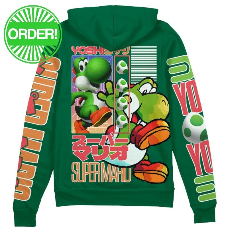 Super Mario Yoshi Streetwear Zip Hoodie