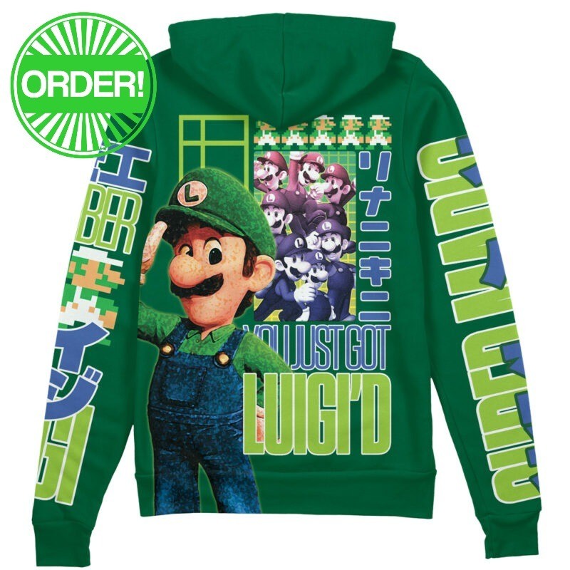 Super Mario Luigi Streetwear Zip Hoodie