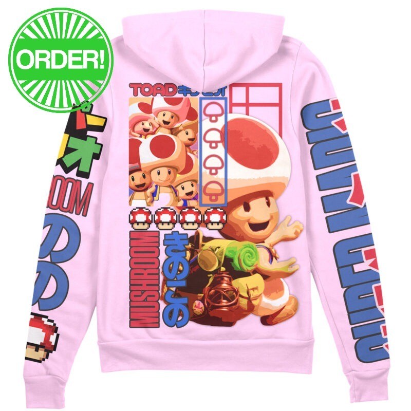 Super Mario Toad Streetwear Zip Hoodie