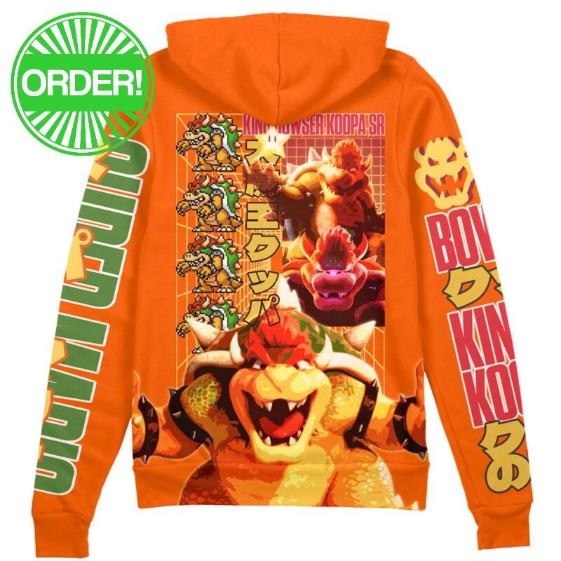 Super Mario Bowser Streetwear Zip Hoodie