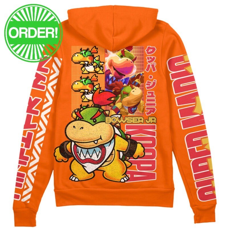 Super Mario Bowser Jr. Streetwear Zip Hoodie