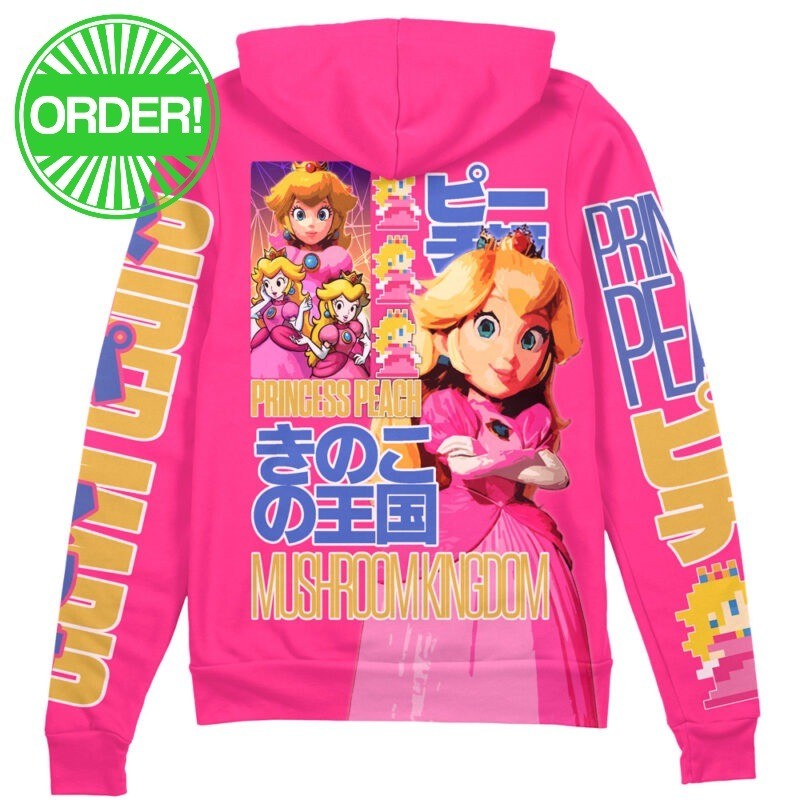 Super Mario Peach Streetwear Zip Hoodie