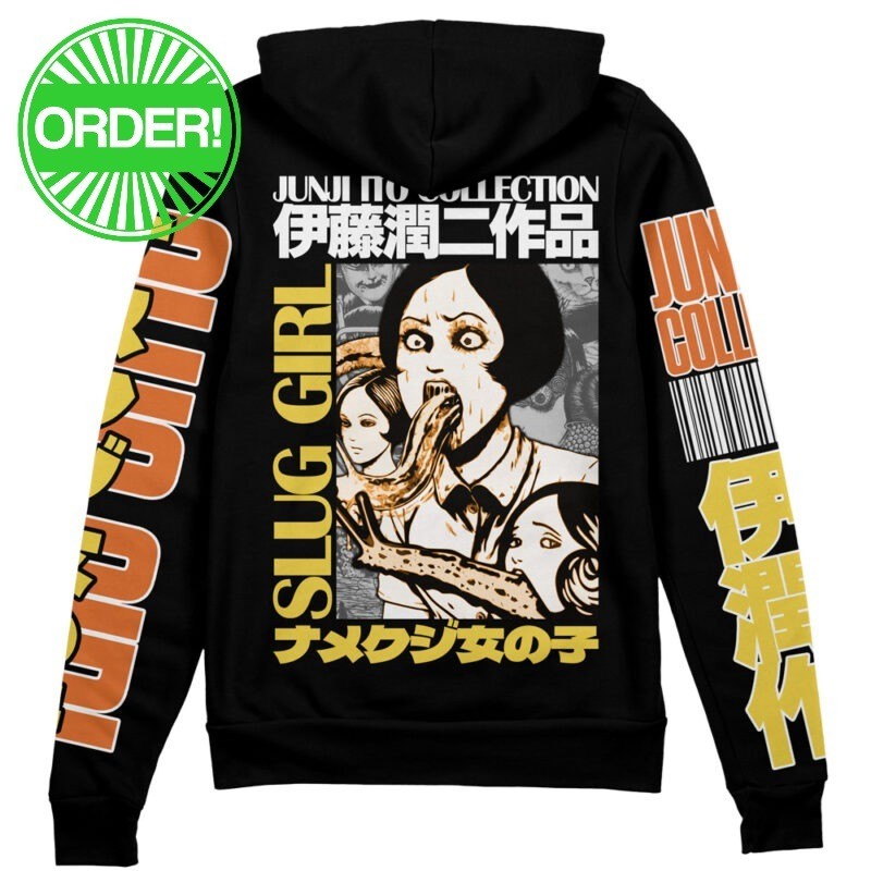 Junji Ito Collection Slug Girl Steertwear Zip Hoodie