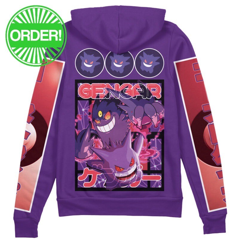 Pokemon Gengar Streetwear Zip Hoodie