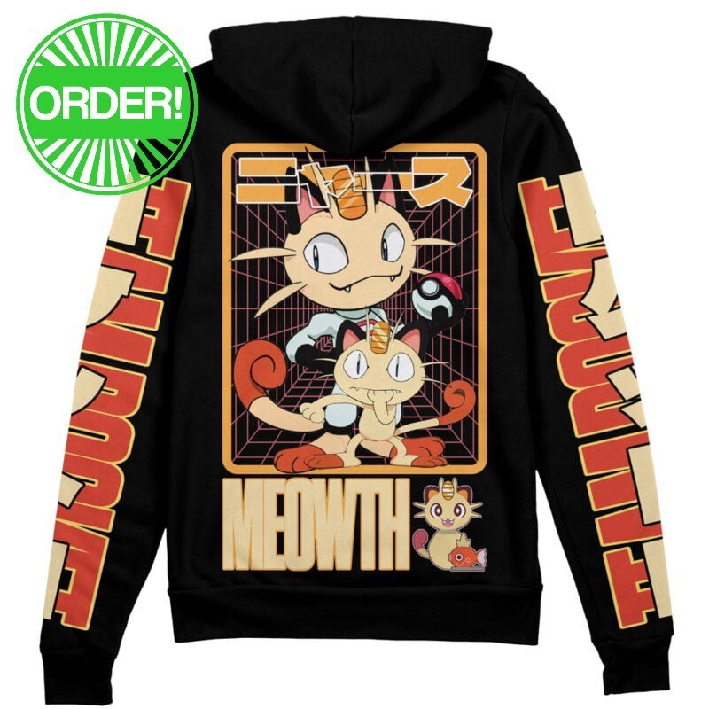 Pokemon Meowth Streetwear Zip Hoodie