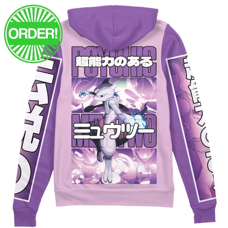 Pokemon Mewtwo Streetwear Zip Hoodie