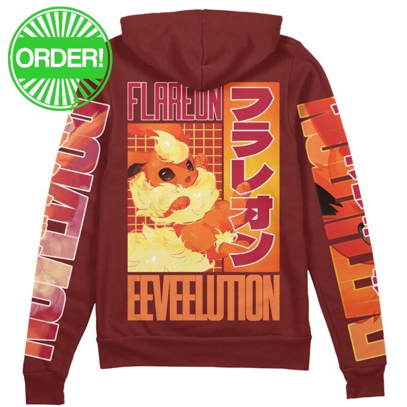 Pokemon Flareon Streetwear Zip Hoodie