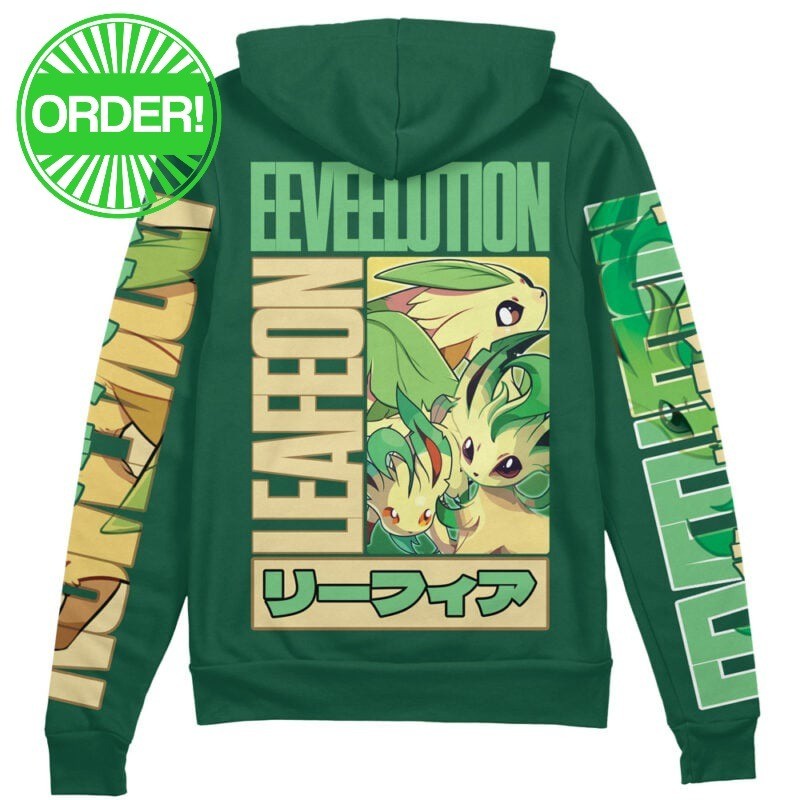 Pokemon Leafeon Streetwear Zip Hoodie