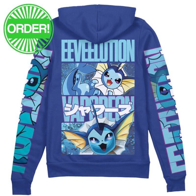 Pokemon Vaporeon Streetwear Zip Hoodie