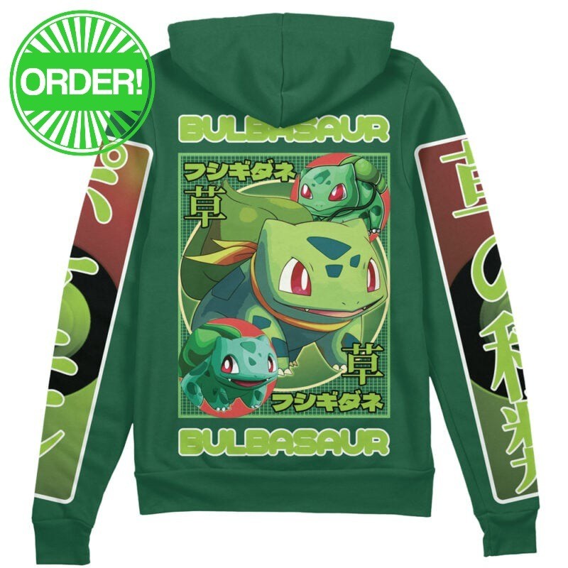 Pokemon Bulbasaur Streetwear Zip Hoodie
