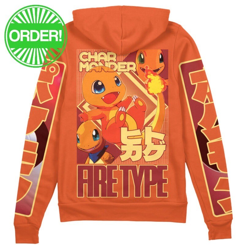 Pokemon Charmander Streetwear Zip Hoodie