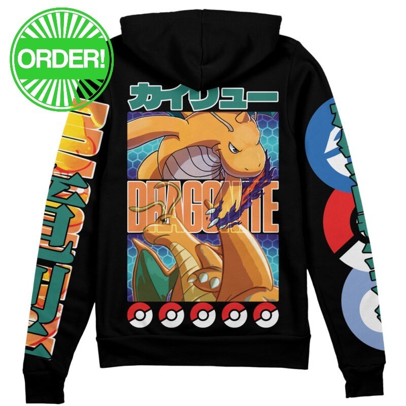 Pokemon Dragonite Streetwear Zip Hoodie