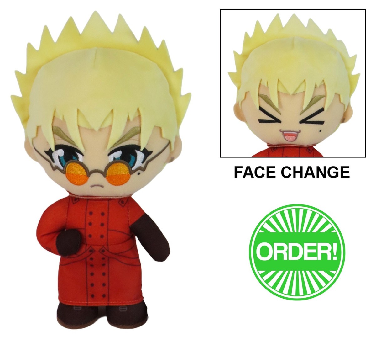 Trigun - Vash the Stampede Change Face Plush 8''H