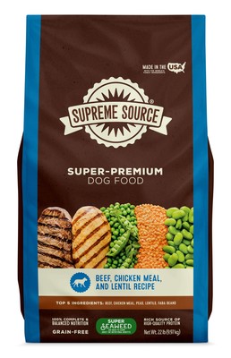 Supreme source beef chicken lentil dog food 22 lb