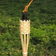 Tiki torch bamboo wicker