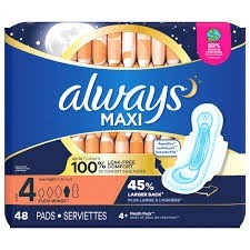 Always maxi overnight pads 48 count