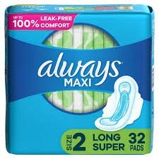 Always long pads with wings pack 32 count