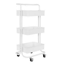 Seville 3 tier steel cart white