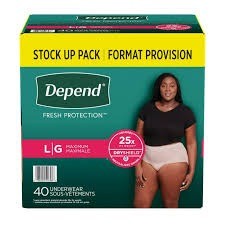 Depends large maximum absorbency 40 count