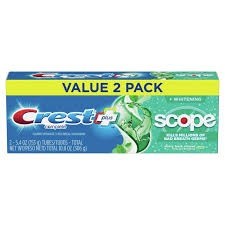 Crest toothpaste with scope 2 pack 5.4 oz