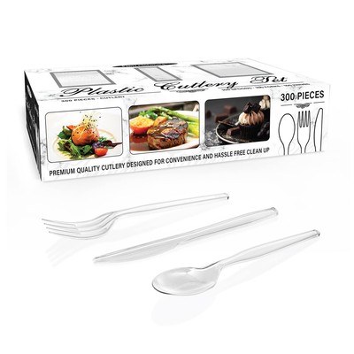 Party essentials plastic cutlery 300 coumt