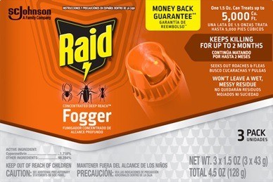 Raid fogger roach flea 3 pack 4.5 oz.