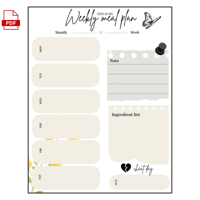 90 Days Weekly Meal Planner