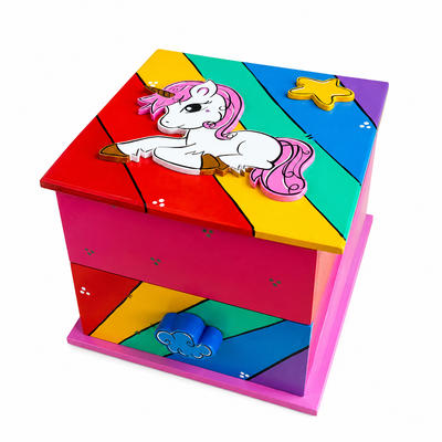 Caja de madera Unicornio