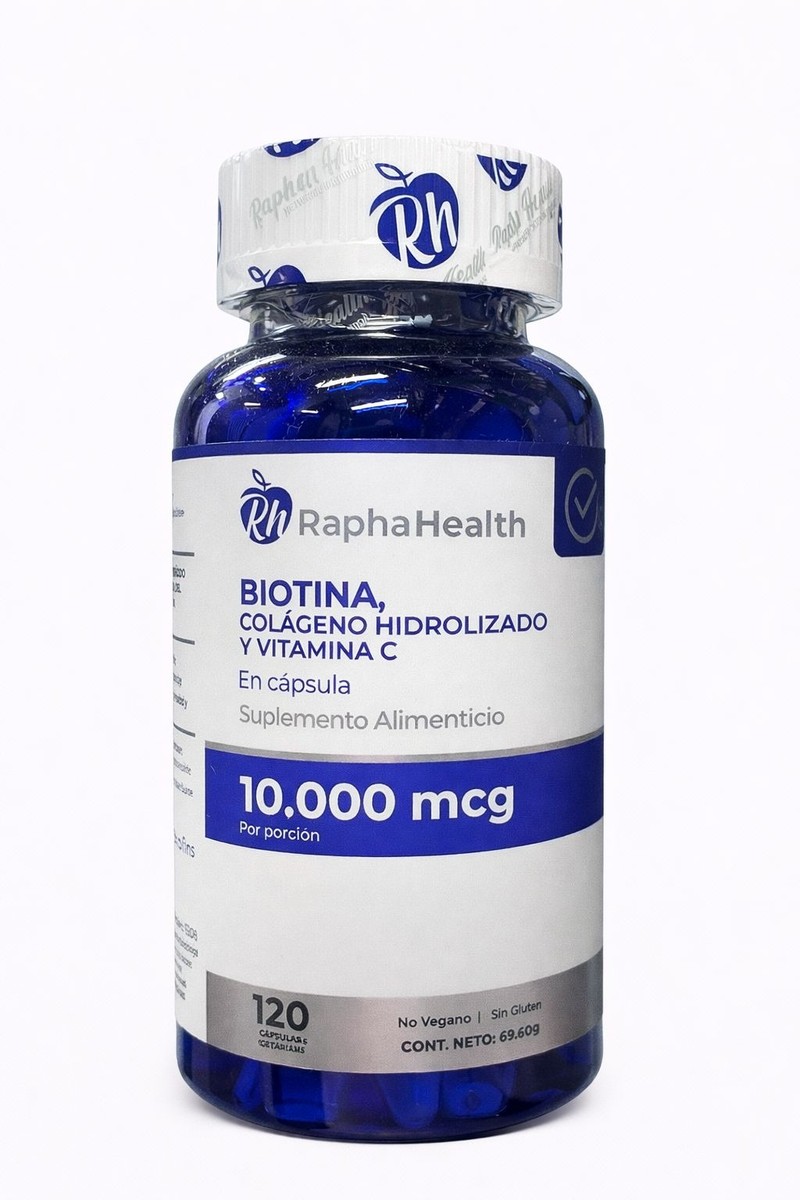 BIOTINA COLÁGENO HIDROLIZADO Y VITAMINA C RAPHA HEALTH