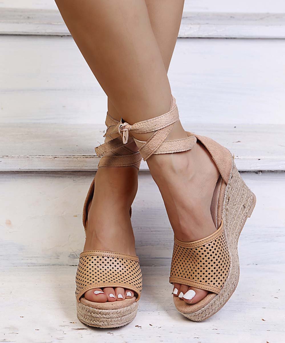 Yasirun Ribbon Tie Wedges - Brown