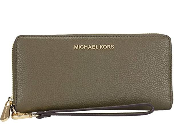 Michael Kors Jet Set Travel Continental Long Wallet Wristlet- Duffle Green