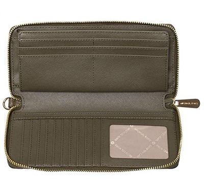 Michael Kors Jet Set Travel Continental Long Wallet Wristlet- Duffle Green