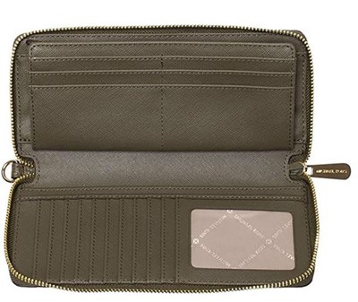 Michael Kors Jet Set Travel Continental Long Wallet Wristlet- Duffle Green