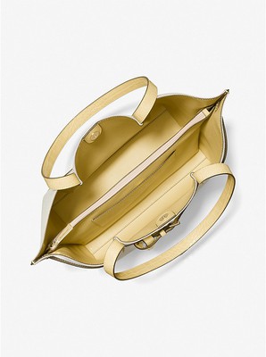 Michael Kors Emilia Large Canvas Crocodile Embossed Tote Bag - Buttercup