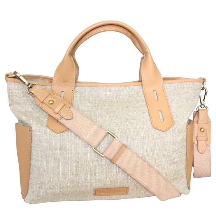 Nino Bossi Delana Linen Tote - Light Brown & Beige