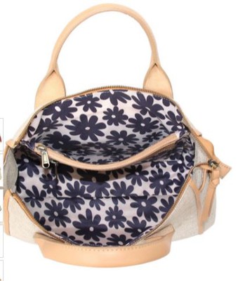 Nino Bossi Delana Linen Tote - Light Brown & Beige