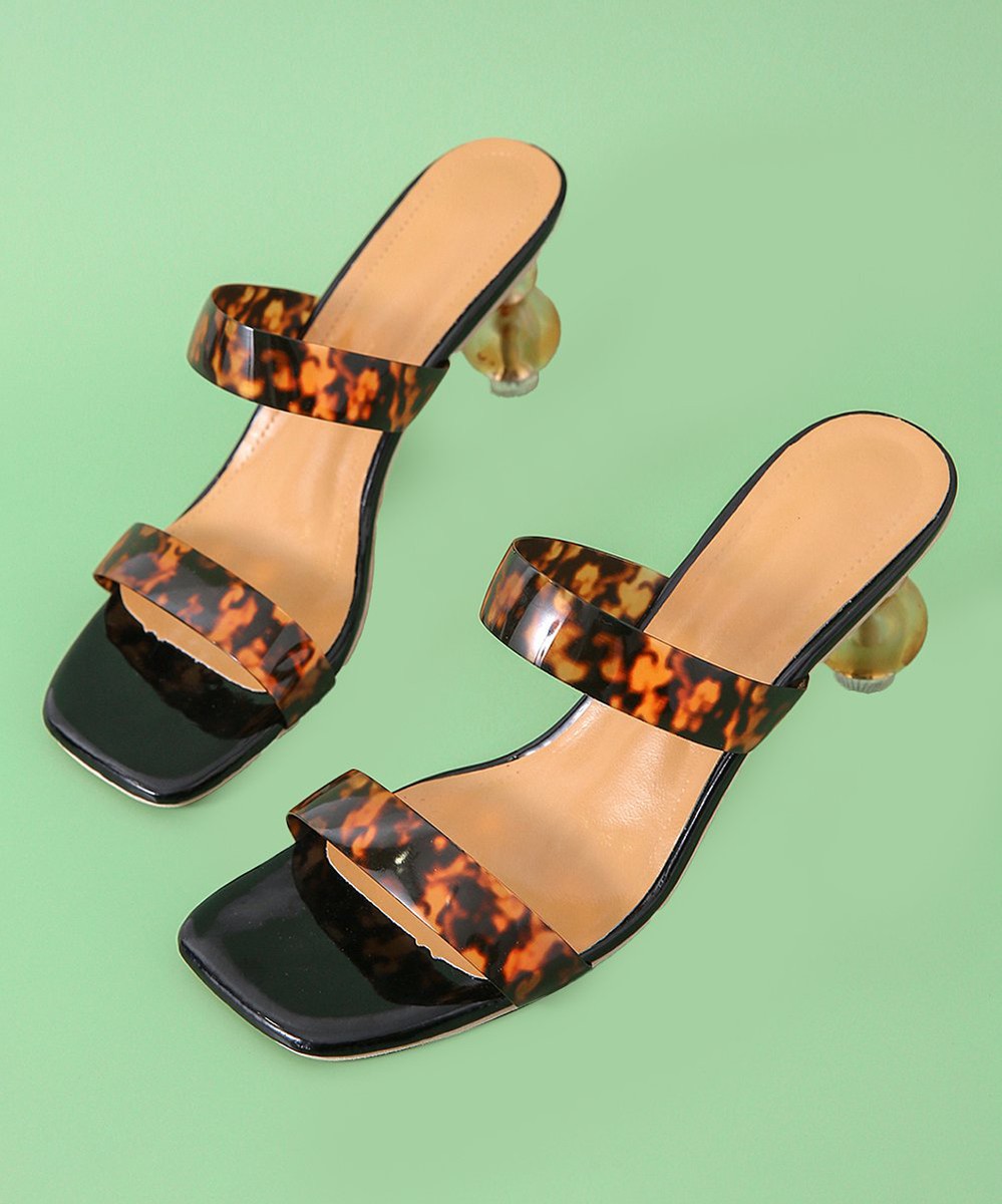 Senbay Ball-Heel Sandal - Black & Leopard