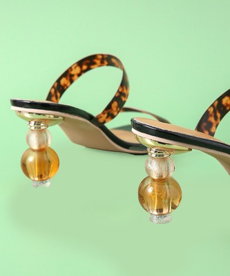 Senbay Ball-Heel Sandal - Black & Leopard