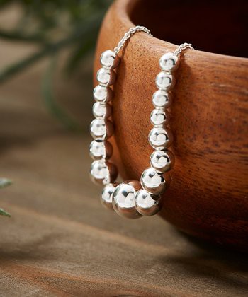 Mondevio Sterling Silver Graduated Bead Necklace