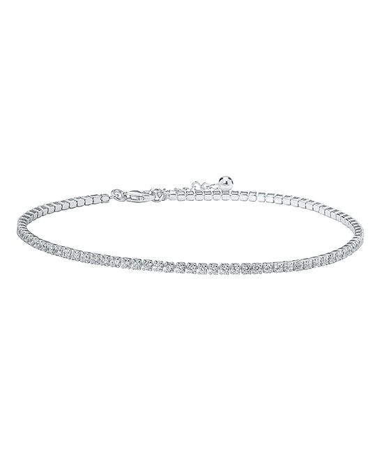 Yeidid Sterling Silver Anklet with Swarovski Crystals - 9"